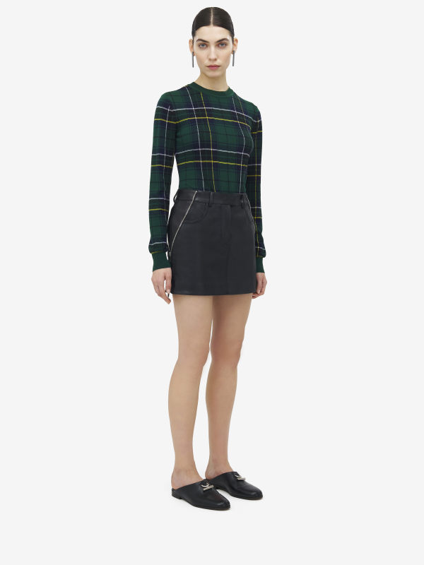 ALEXANDER MCQUEEN - Zip Detail Leather Mini Skirt - Item 838628Q5APW1000